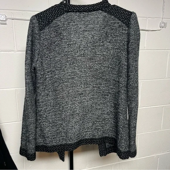 Jaclyn Smith Black & Gray Knit Open Front Cardigan Jacket Textured Sweater - Picture 4 of 6